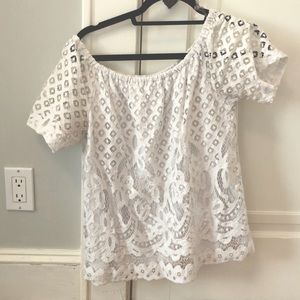 White eyelet lace blouse